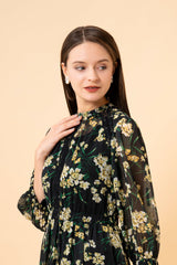 【50%OFF】フラワープリント シフォンワンピース