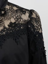 【50%OFF】ヨークレース使いボウタイブラウス