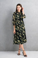 [30% OFF] Flower Print Chiffon Dress