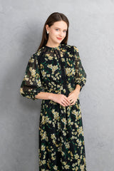 [30% OFF] Flower Print Chiffon Dress