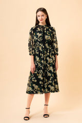 [30% OFF] Flower Print Chiffon Dress