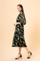 [30% OFF] Flower Print Chiffon Dress