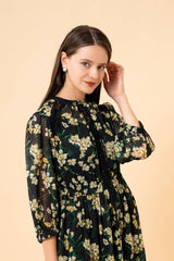 [30% OFF] Flower Print Chiffon Dress