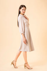[30% OFF] Lace x Sheer Sleeve Dress