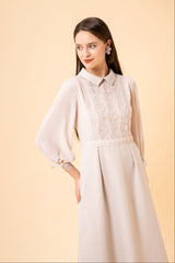 [30% OFF] Lace x Sheer Sleeve Dress