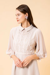 [30% OFF] Lace x Sheer Sleeve Dress