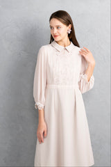 [30% OFF] Lace x Sheer Sleeve Dress