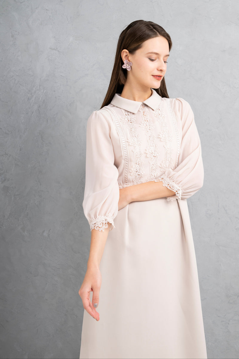 【NEW】レース×シアースリーブワンピース