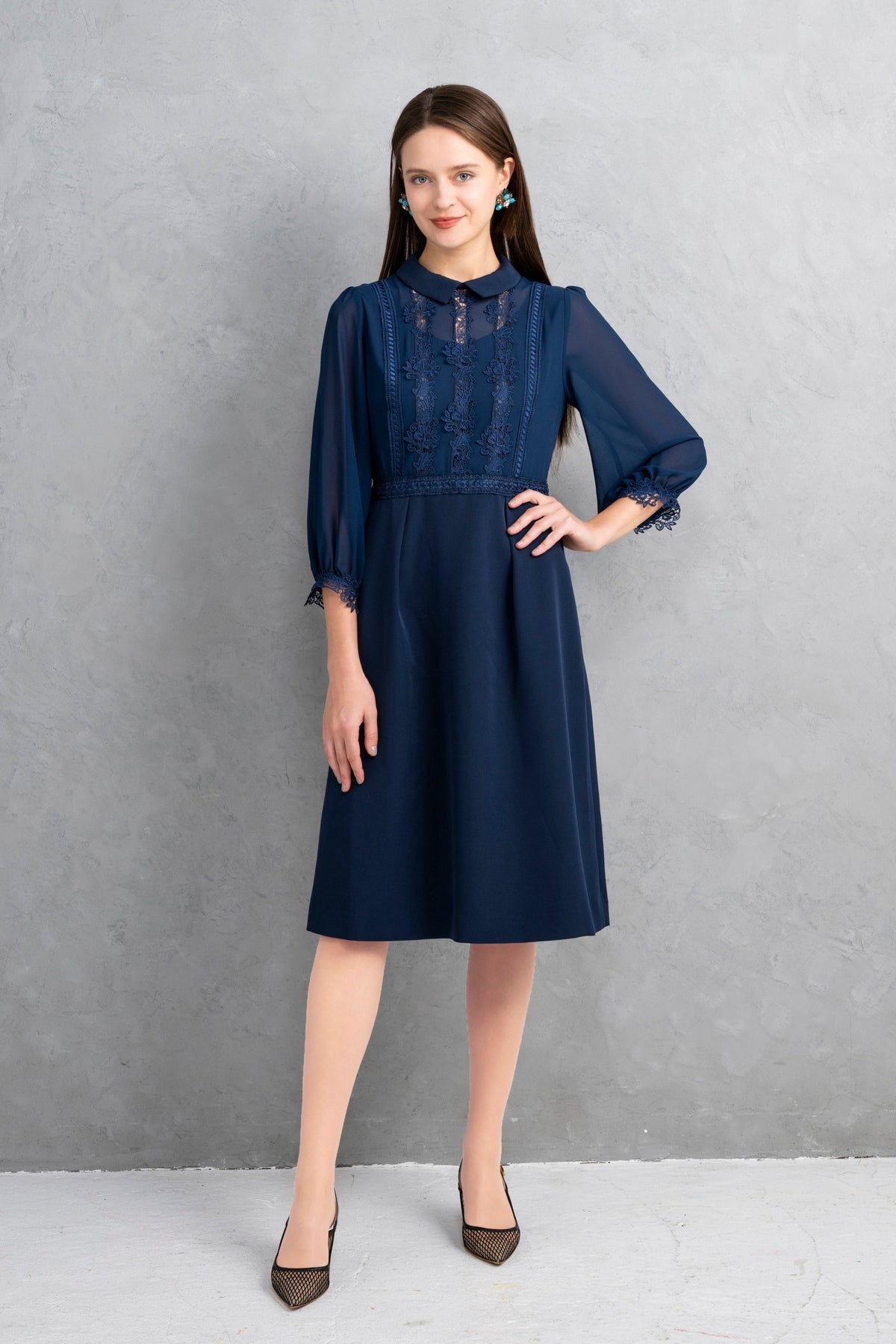 定価5万美品✨クリスセリーン ボレロ 花柄レースドレスワンピース ブルー 結婚式 定価5万美品✨クリスセリーン ボレロ 花柄レースドレス