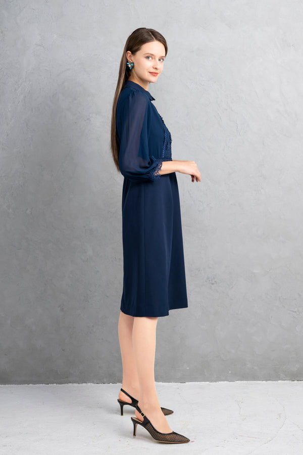 【NEW】レース×シアースリーブワンピース