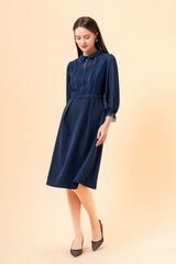[30% OFF] Lace x Sheer Sleeve Dress