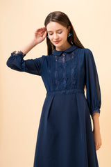 [30% OFF] Lace x Sheer Sleeve Dress