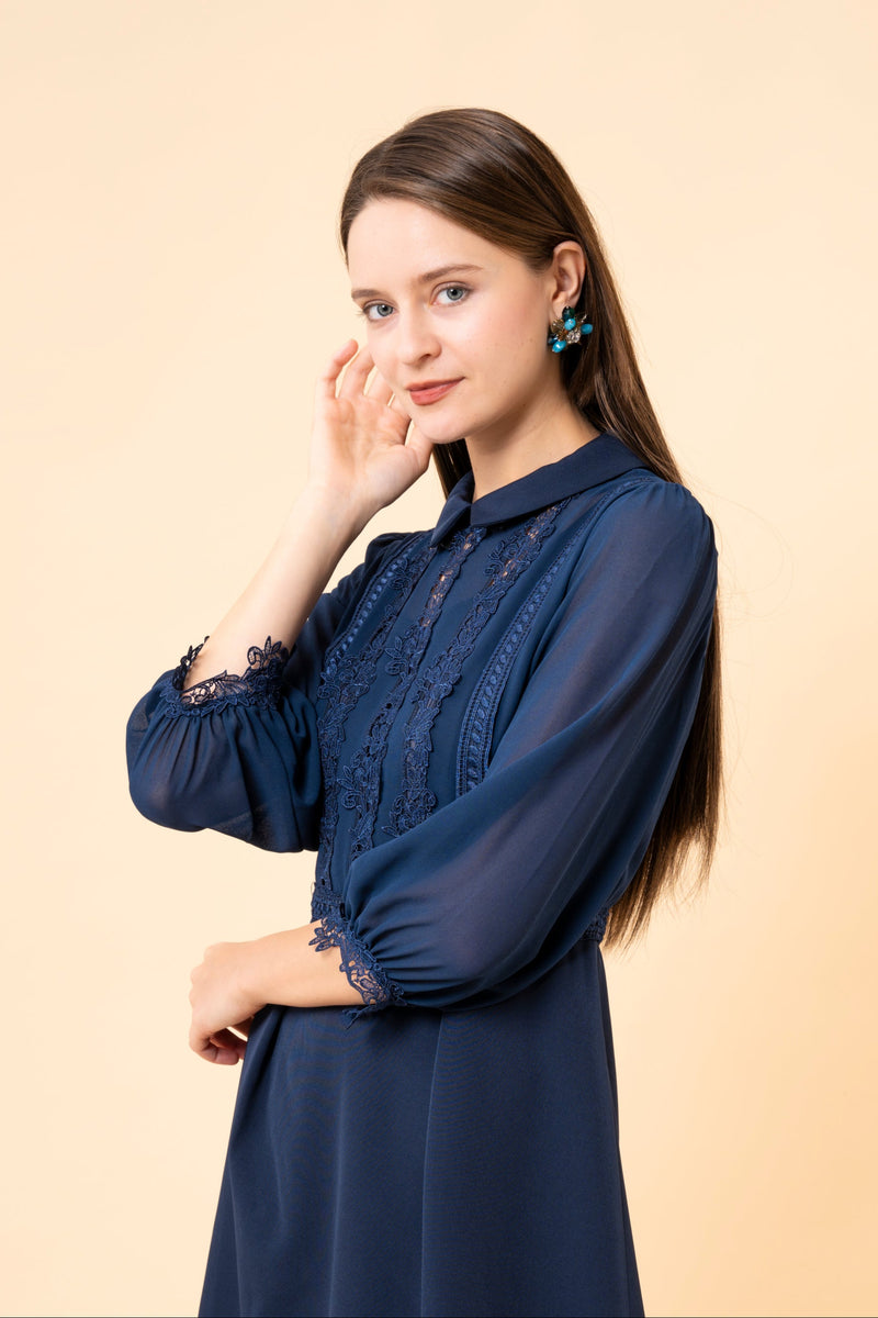 【NEW】レース×シアースリーブワンピース