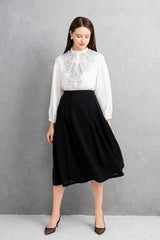 [30% OFF] Wool Voile Tuck Skirt