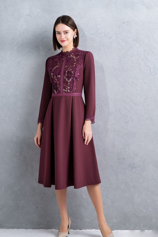 30％OFF】ベルベットレースアクセントワンピース | レースワンピースや