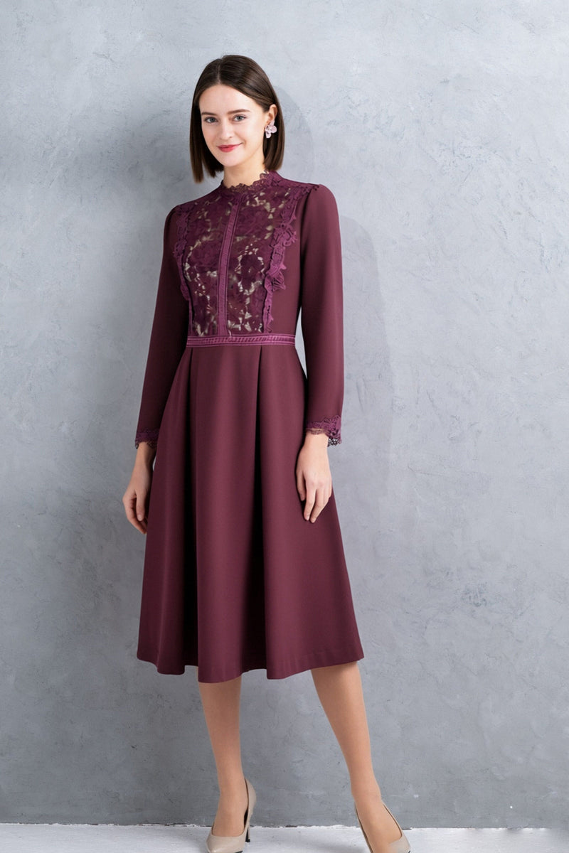 30％OFF】ベルベットレースアクセントワンピース | レースワンピースや