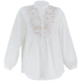 [50% OFF] Lace-trimmed puff sleeve tunic 