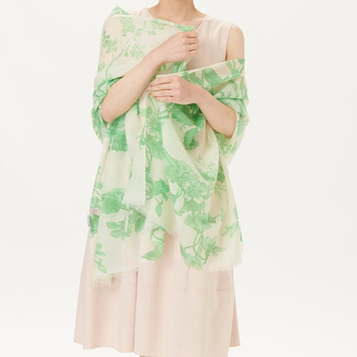 K0707153 新品 CHRISCELIN カシミヤ ストール ショール 花柄 shawl | レースワンピースやブラウスなどエレガントなアイテムが