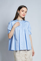 [NEW] Lace x Dot Tulle High Neck Blouse 