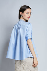 [NEW] Lace x Dot Tulle High Neck Blouse 