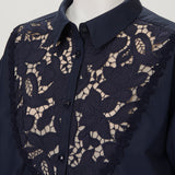 [50% OFF] Lace-trimmed blouse 