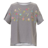 [80% OFF] Floral Embroidered Digital Print T-Shirt