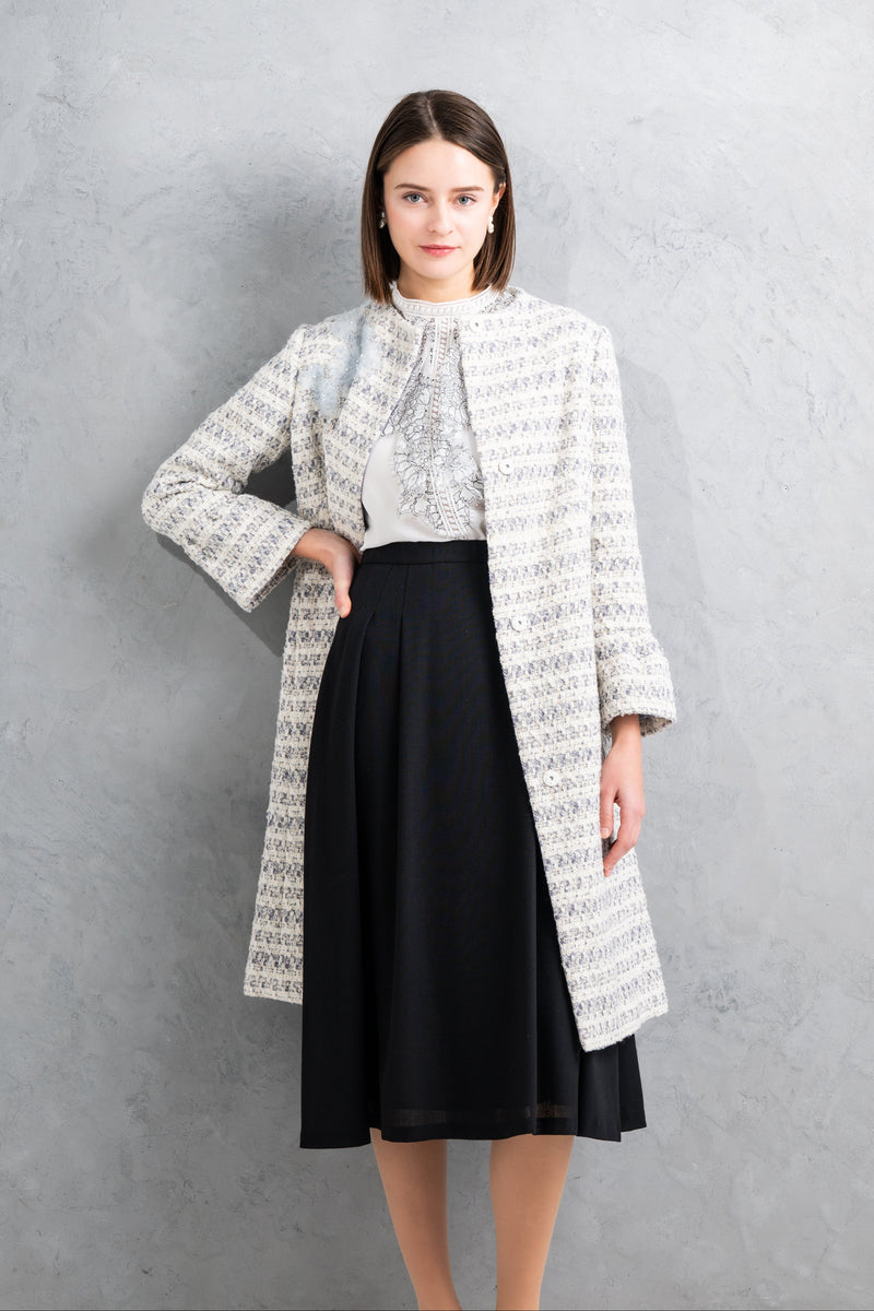 【NEW】刺繍入りツイードコート