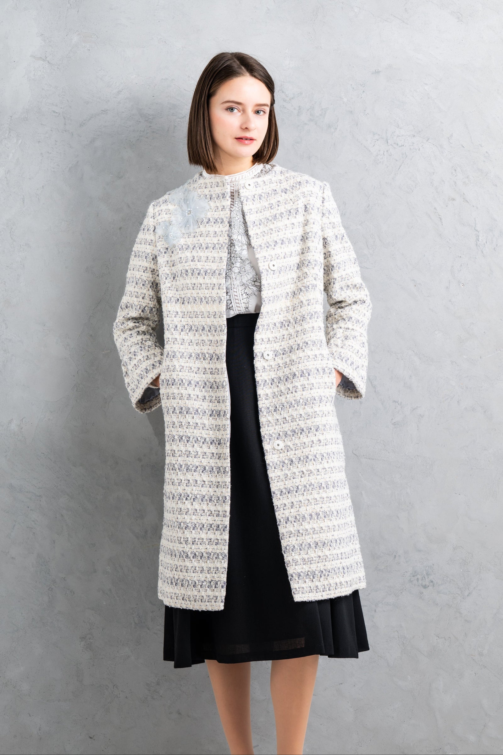 50％OFF】刺繍入りツイードコート | レースワンピースやブラウスなど