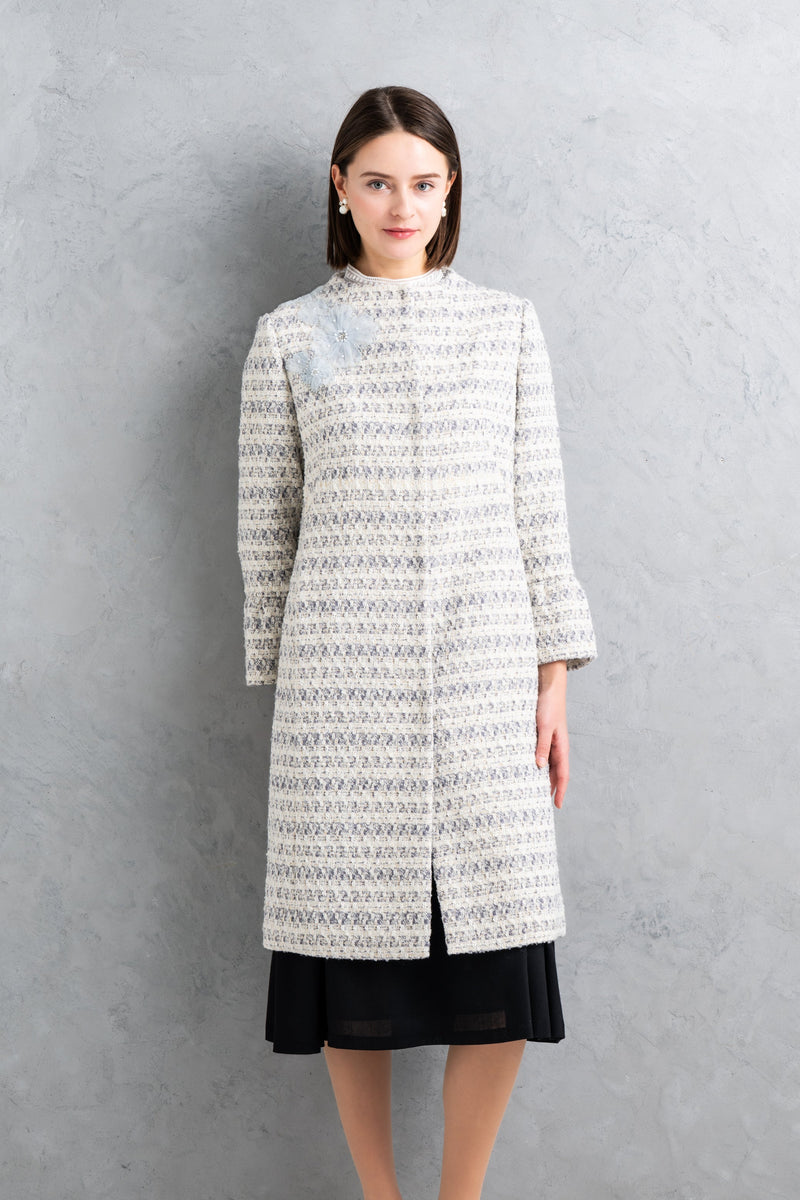 【NEW】刺繍入りツイードコート