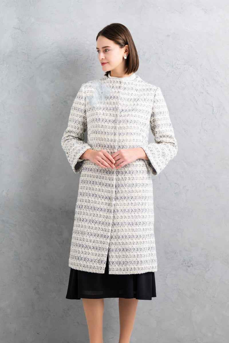 【NEW】刺繍入りツイードコート