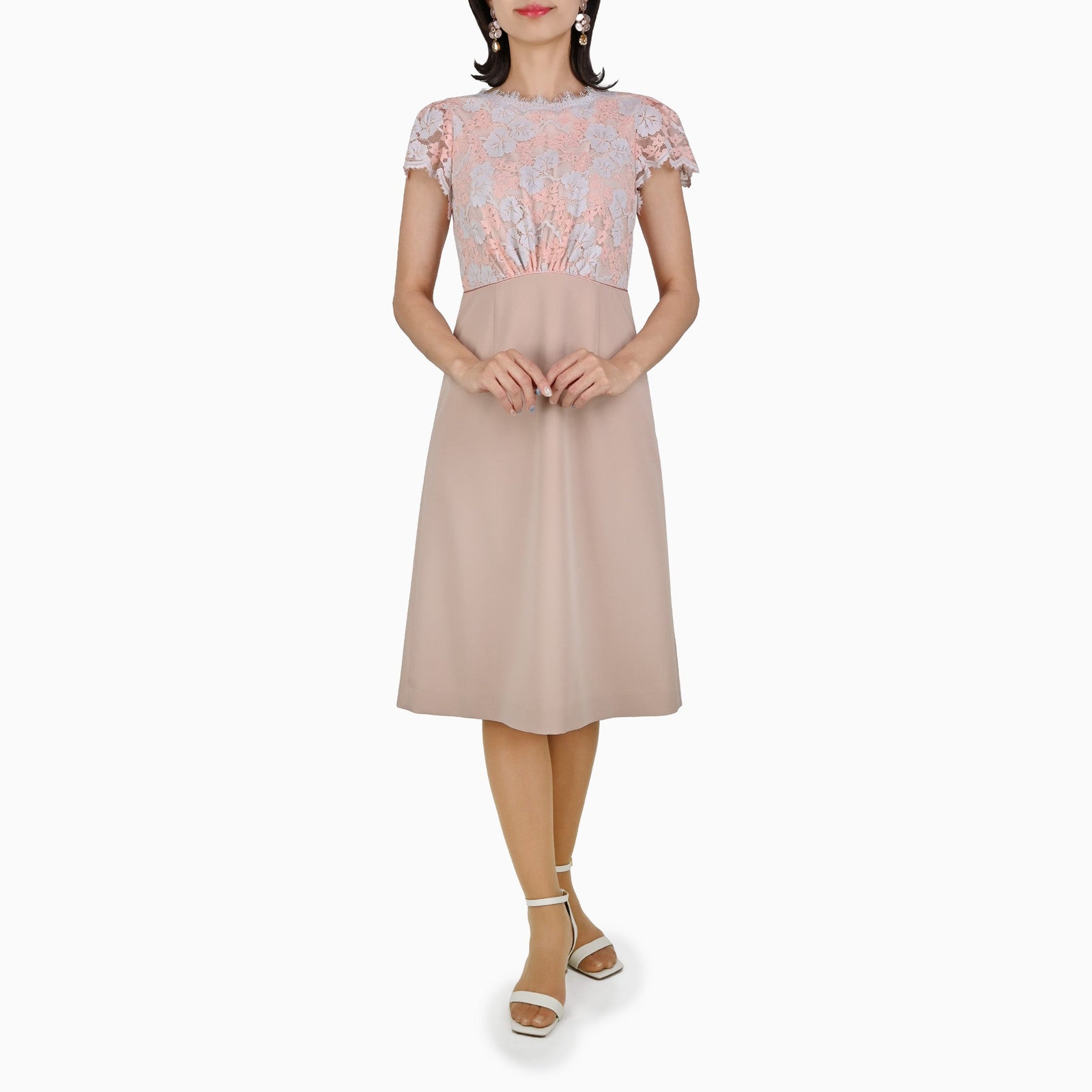 CHRISCELIN クリスセリーン ラッセルレース使いワンピース 40 L 50％OFF】ラッセルレース使いドレス | レースワンピースや