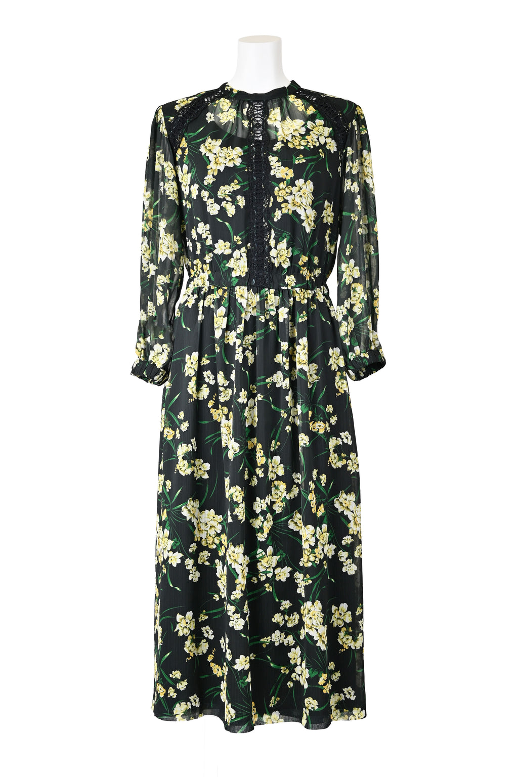 NEW】フラワープリント シフォンワンピース | レースワンピース NEW】フラワープリント シフォンワンピース | レースワンピース