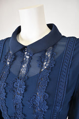 [30% OFF] Lace x Sheer Sleeve Dress
