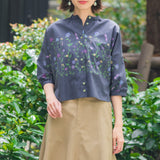 [50% OFF] Dolman Sleeve Floral Embroidered Print Shirt Blouse