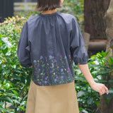 [50% OFF] Dolman Sleeve Floral Embroidered Print Shirt Blouse