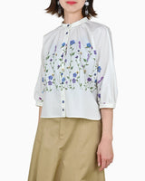 [50% OFF] Dolman Sleeve Floral Embroidered Print Shirt Blouse