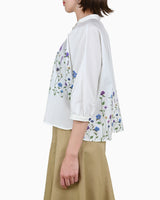 [50% OFF] Dolman Sleeve Floral Embroidered Print Shirt Blouse
