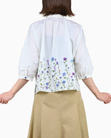 [50% OFF] Dolman Sleeve Floral Embroidered Print Shirt Blouse