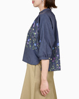 [50% OFF] Dolman Sleeve Floral Embroidered Print Shirt Blouse
