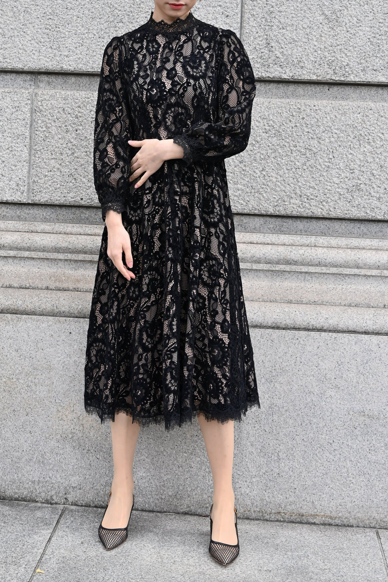 【NEW】ベルベットレースワンピース