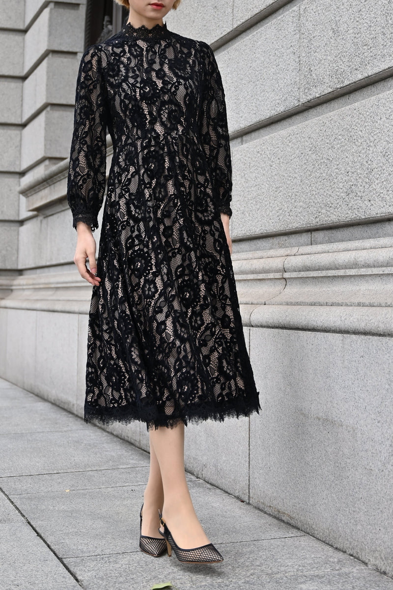 【NEW】ベルベットレースワンピース