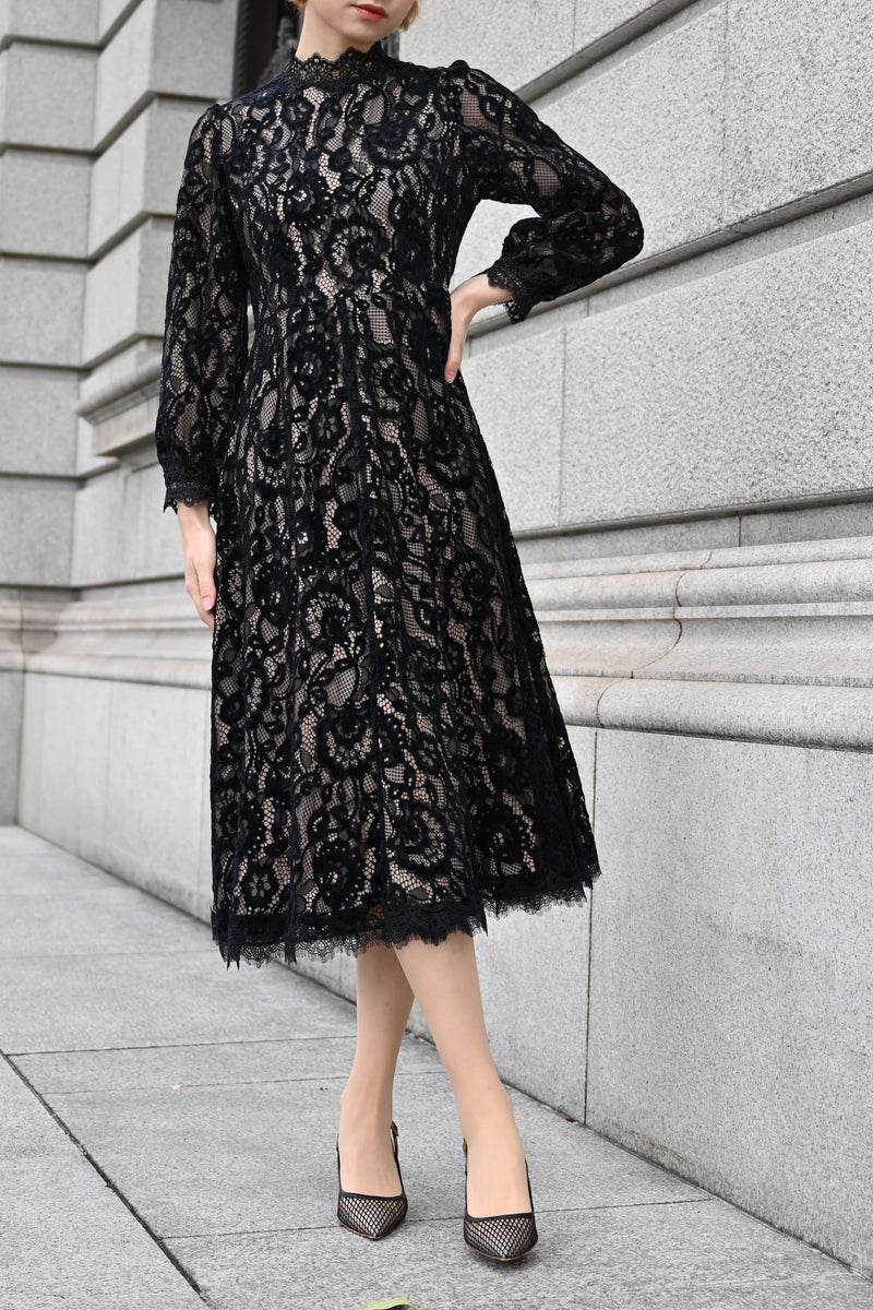 【NEW】ベルベットレースワンピース