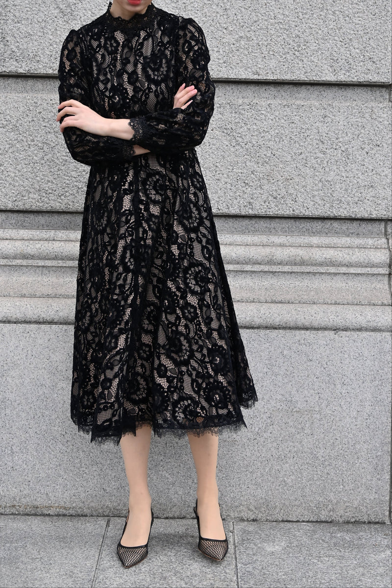 【NEW】ベルベットレースワンピース
