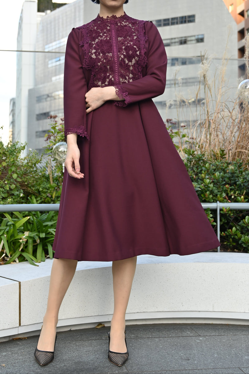 【NEW】ベルベットレースアクセントワンピース