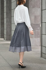 [30% OFF] Chambray Tuck Skirt