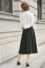[30% OFF] Wool Voile Tuck Skirt