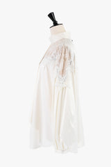 [50% OFF] Bowtie blouse with yoke lace