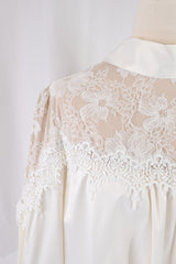 [50% OFF] Bowtie blouse with yoke lace