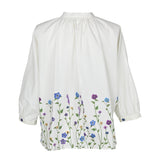 [50% OFF] Dolman Sleeve Floral Embroidered Print Shirt Blouse