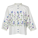 [50% OFF] Dolman Sleeve Floral Embroidered Print Shirt Blouse